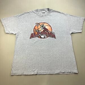 Vintage University of Alabama T-Shirt Adult XXL Gray Basketball Crimson Tide y2k
